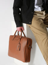 Leather Flandres Briefcase 2 Compartments Etrier Brown flandres EFLA8262-vue-porte